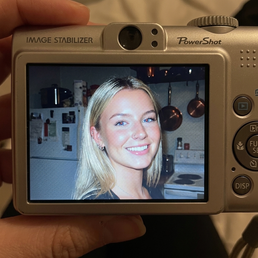 Same portrait restyled as Compact Camera Display
