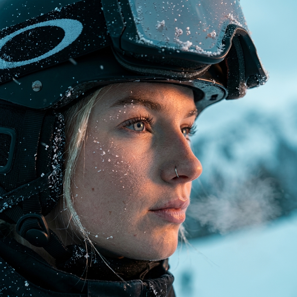 Same portrait restyled as Snow Portrait